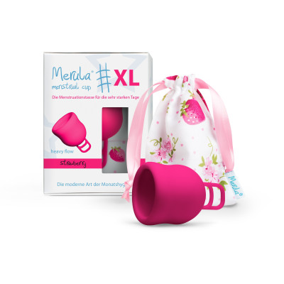 Duży kubeczek menstruacyjny, XL, bardzo pojemny: 50ml, kolor: różowy, Merula