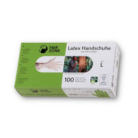Rękawiczki jednorazowe z naturalnej gumy, rozm.L, biodegradowalne, certyfikowane FAIR RUBBER, FSC, ZERO WASTE, 100szt, FAIR ZONE