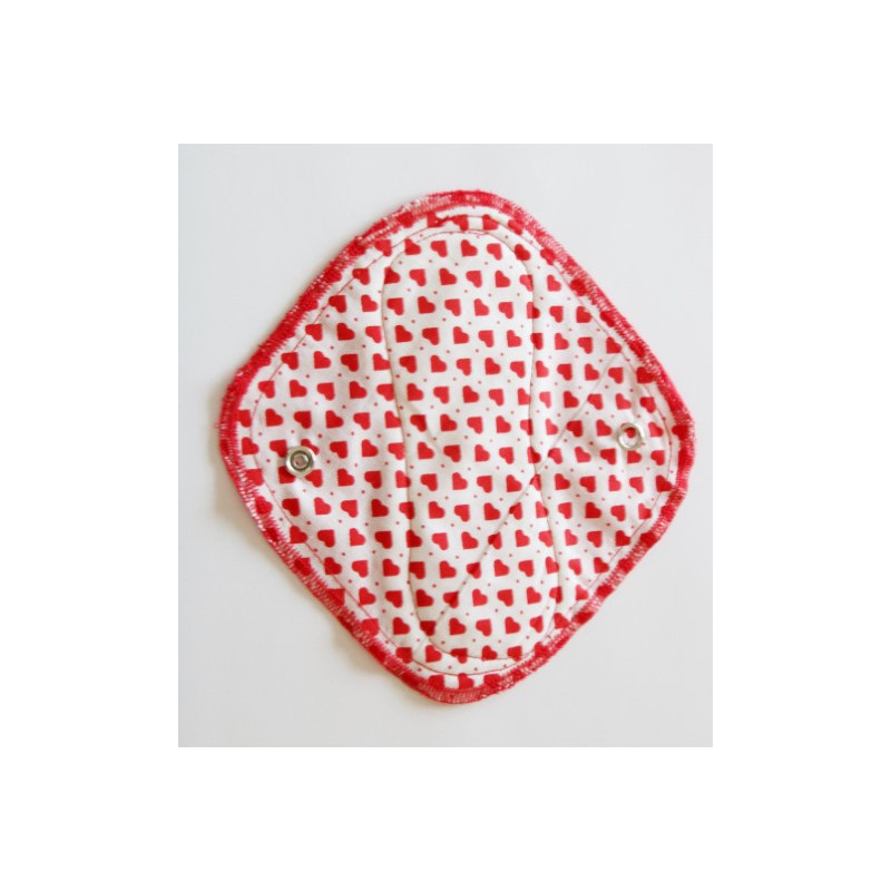 Wielorazowa wkładka higieniczna - ekologiczna mini podpaska SERDUSZKA, czerwona od strony ciała, Naya