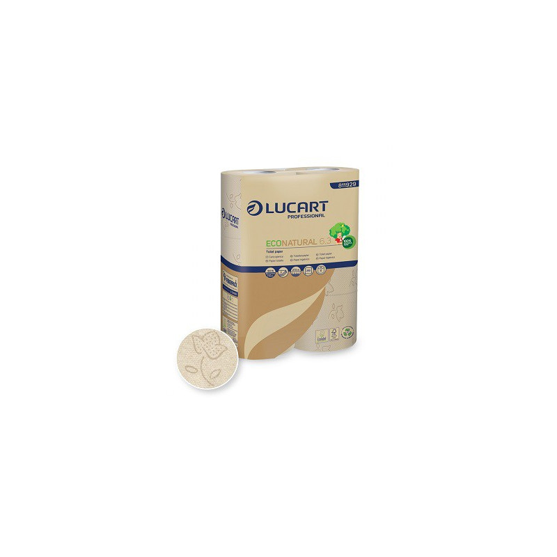 Papier toaletowy Econatural 6.3, 100% celuloza, 6 rolek, 3 warstwy, 250 listków na rolce, Lucart Professional