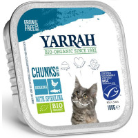 Karma dla kota dorosłego z kurczakiem, kawałkami ryby i spiruliną BIO,100 g, Yarrah