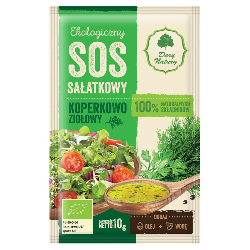 Sos sałatkowy koperkowo - ziołowy EKO, 10 g, Dary Natury