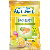 Cukierki z nadzieniem o smaku imbirowo-limonkowym i imbirowo-pomarańczowym BIO, 90 g, Alpenbauer