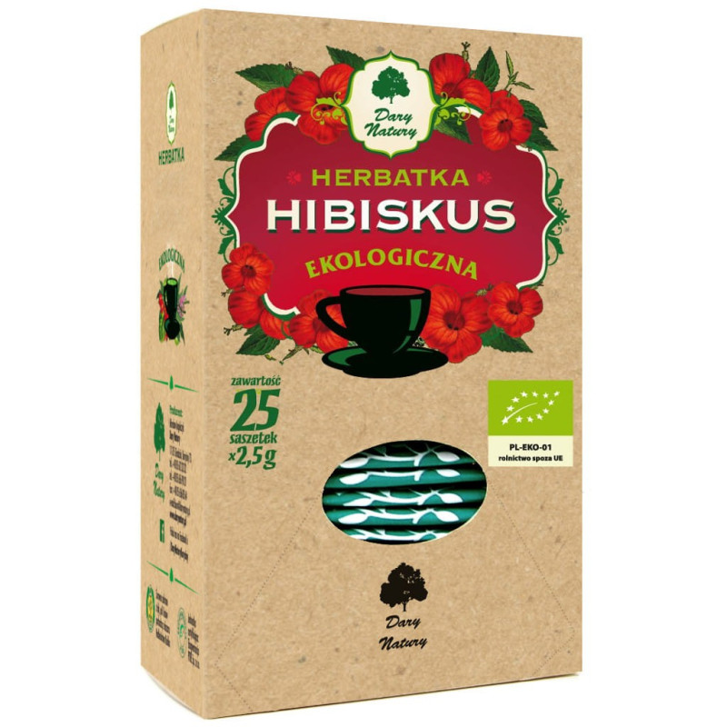 Herbatka Hibiskus EKO, 25 x 2,5g, Dary Natury