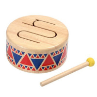 Bębenek drewniany, pierwszy instrument dla młodego muzyka, 19 m+, Plan Toys