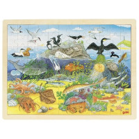 Puzzle drewniane, Zwierzęta nadmorskie i podwodne, 96 elementów, 3y+, Goki