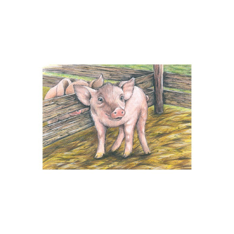 Układanka drewniana, sześcienne klocki, Zwierzęta wiejskie, 6 obrazków, Goki