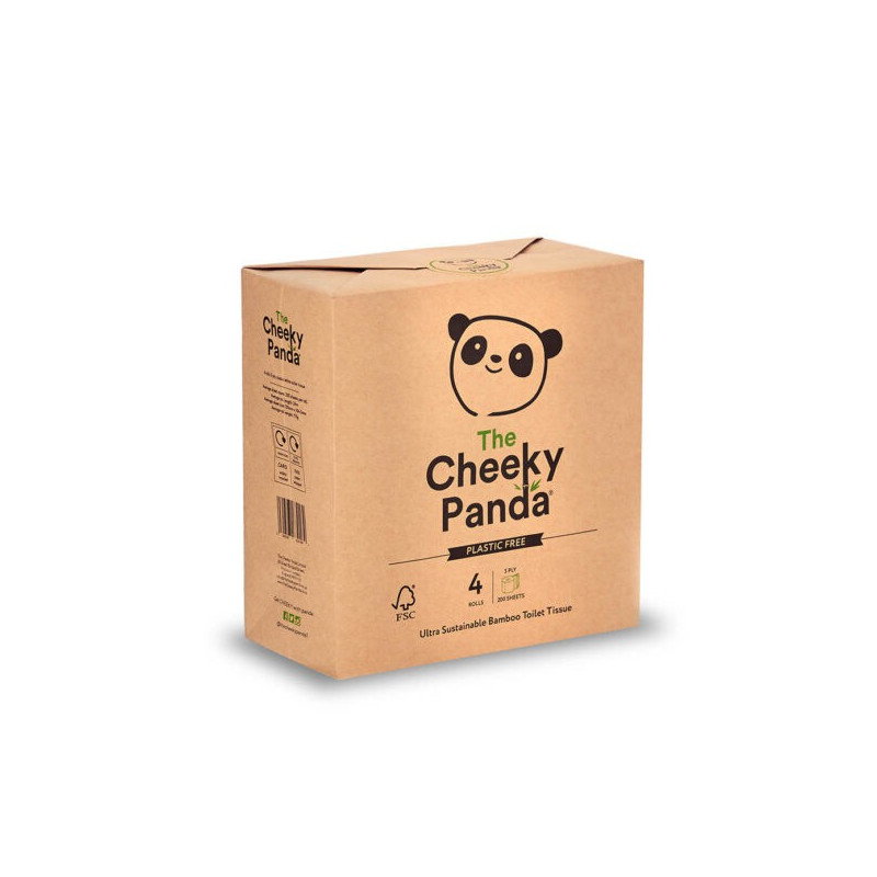 Bambusowy papier toaletowy trzywarstwowy, opakowanie PLASTIC FREE, 4 rolki, The Cheeky Panda