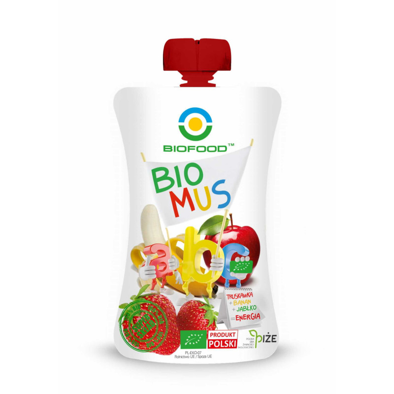 Mus truskawka-banan-jabłko BIO, Bio Food