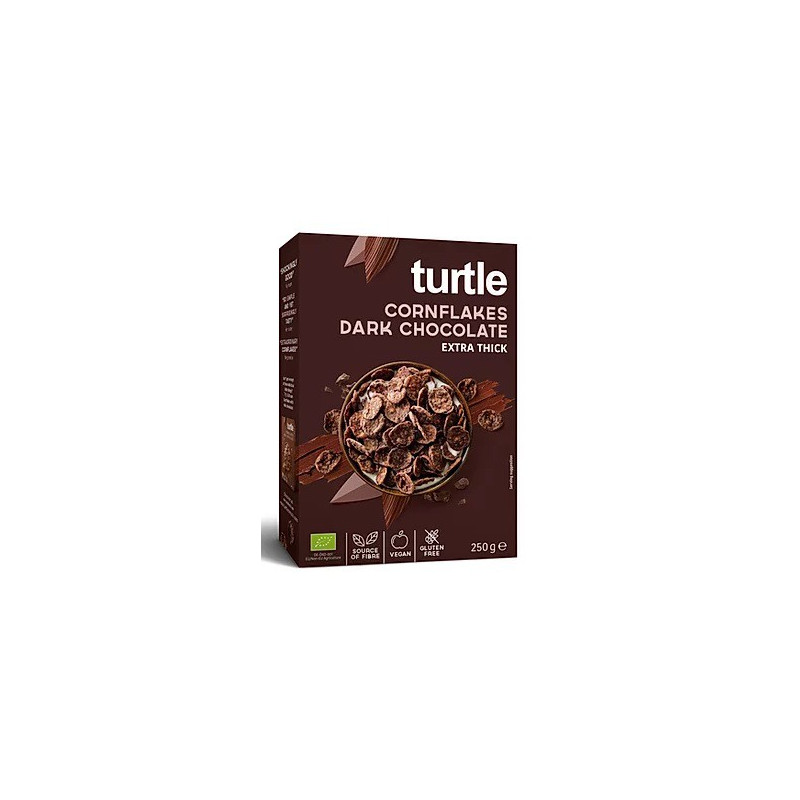 Płatki kukurydziane w polewie z ciemnej czekolady BIO, bezglutenowe, 250 g, Turtle