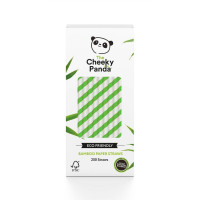 Jednorazowe słomki do napojów z papieru bambusowego, ZIELONE PASKI, 250 szt., The Cheeky Panda