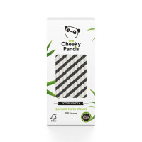 Jednorazowe słomki do napojów z papieru bambusowego, CZARNO-BIAŁE PASKI, 250 szt., The Cheeky Panda