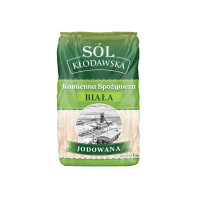 Sól kamienna spożywcza, biała, drobnoziarnista, jodowana, 1 kg, Sól Kłodawska