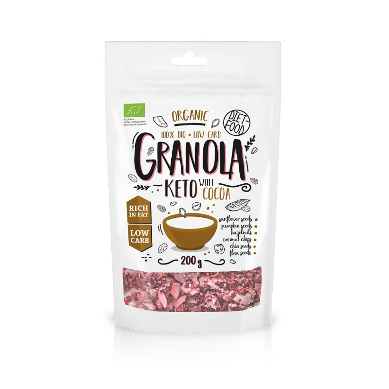 BIO keto granola z kakao, 200 g, Diet-Food