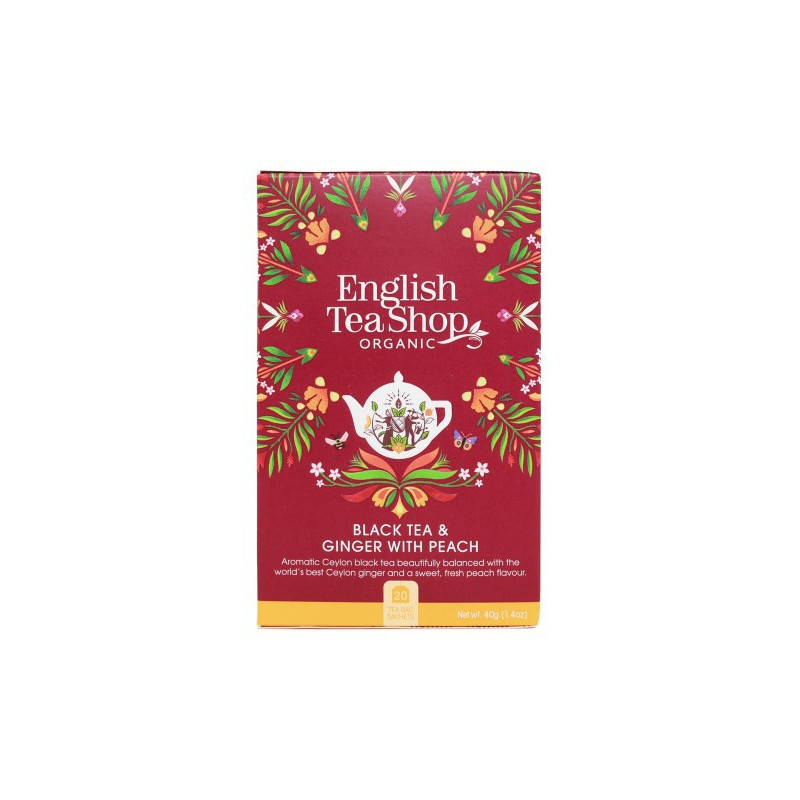 Ekologiczna herbata, czarna z imbirem i brzoskwinią, 20 x 2g, English Tea Shop