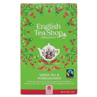 Ekologiczna herbata, zielona z granatem i płatkami róży, POMEGRANATE, 20 x 2g, English Tea Shop