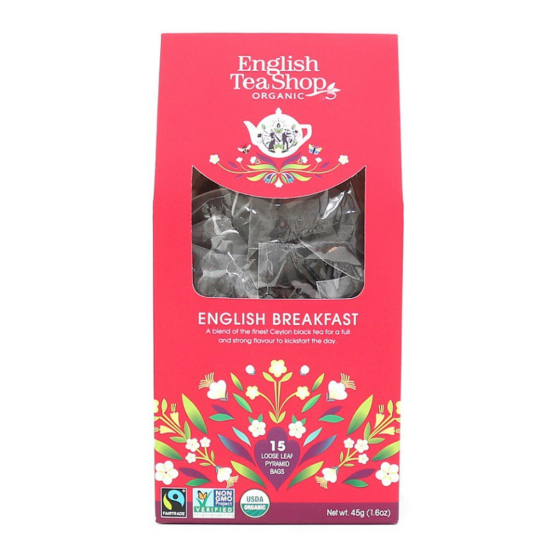 Ekologiczna herbata, English Breakfast, piramidki, 15 x 3g, English Tea Shop