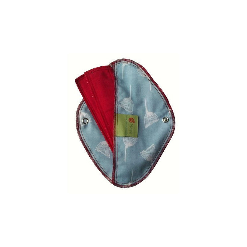 Ekologiczna podpaska wielorazowa na dzień, DMUCHAWCE, czerwona od strony ciała, NAYA