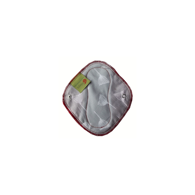 Wielorazowa wkładka higieniczna - ekologiczna mini podpaska, SZARE DMUCHAWCE, czerwona od strony ciała, NAYA