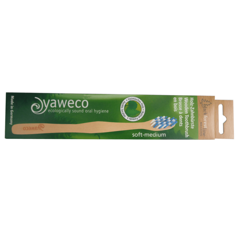 Drewniana szczoteczka do zębów, nylon, włosie miękko-średnie, Yaweco