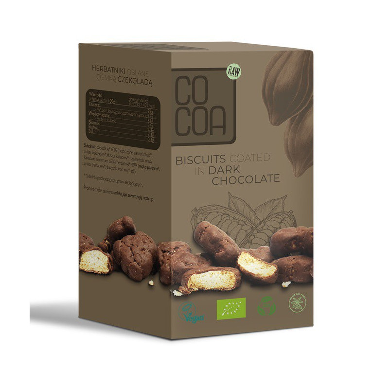 Herbatniki mini w ciemnej czekoladzie, Bio, 80g, Cocoa