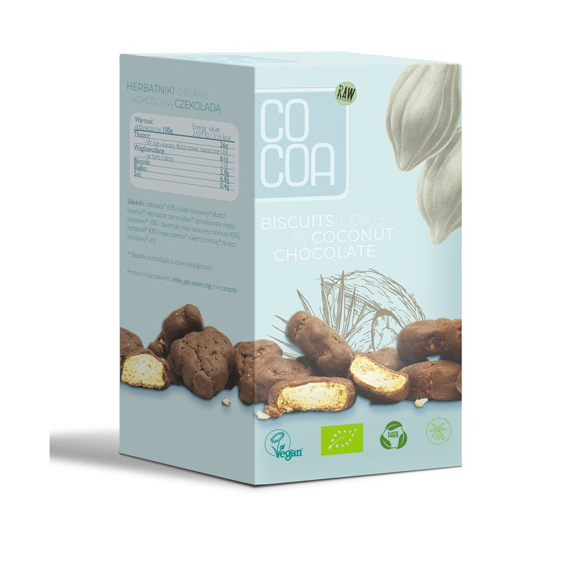 Herbatniki mini w czekoladzie kokosowej, Bio, 80g, Cocoa