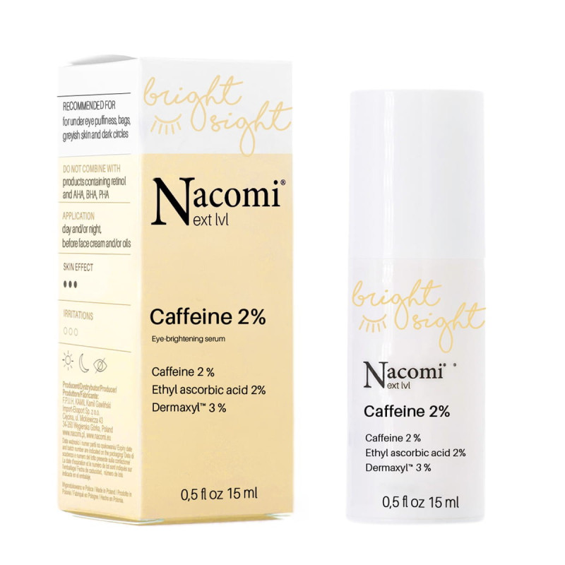 Rozświetlające serum pod oczy, Ethyl Ascorbic Acid 2% + kofeina 2%, 15 ml, Nacomi Next Level