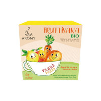 Herbata owocowa, organiczna, Śliwka i pomarańcza, FRUTTISANA BIO - LEKKOŚĆ, piramidki 8x4g, AROMY