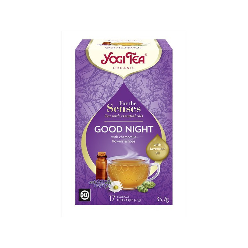 Herbata Spokojna noc, GOOD NIGHT, z olejkami eterycznymi, 17 x 2,1 g, Yogi Tea