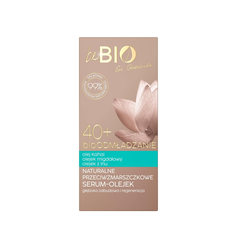 Naturalne przeciwzmarszczkowe serum-olejek do twarzy, HYALURO bioODMŁADZANIE 40+, 30 ml, beBio Ewa Chodakowska