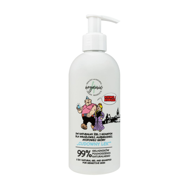 Naturalny szampon i żel do mycia dla dzieci, 2w1, skóra wrażliwa i atopowa, Cudowny lek, Kajko i Kokosz, 300 ml, 4organic