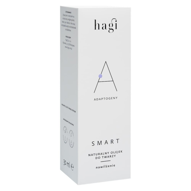 Nawilżający olejek do masażu twarzy z adaptogenami, SMART A, 30 ml, Hagi