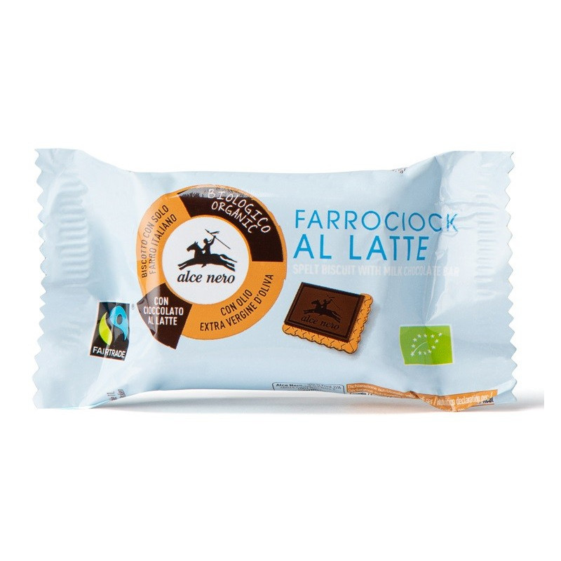 Herbatniki orkiszowe z mleczną czekoladą Fair Trade, BIO, 28 g, Alce Nero