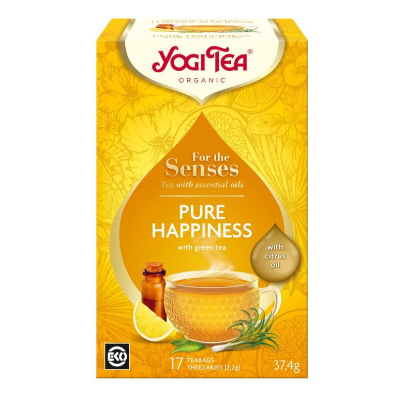 Herbata Czysta radość, PURE HAPPINESS, z olejkami eterycznymi, 17x2,2g, Yogi Tea