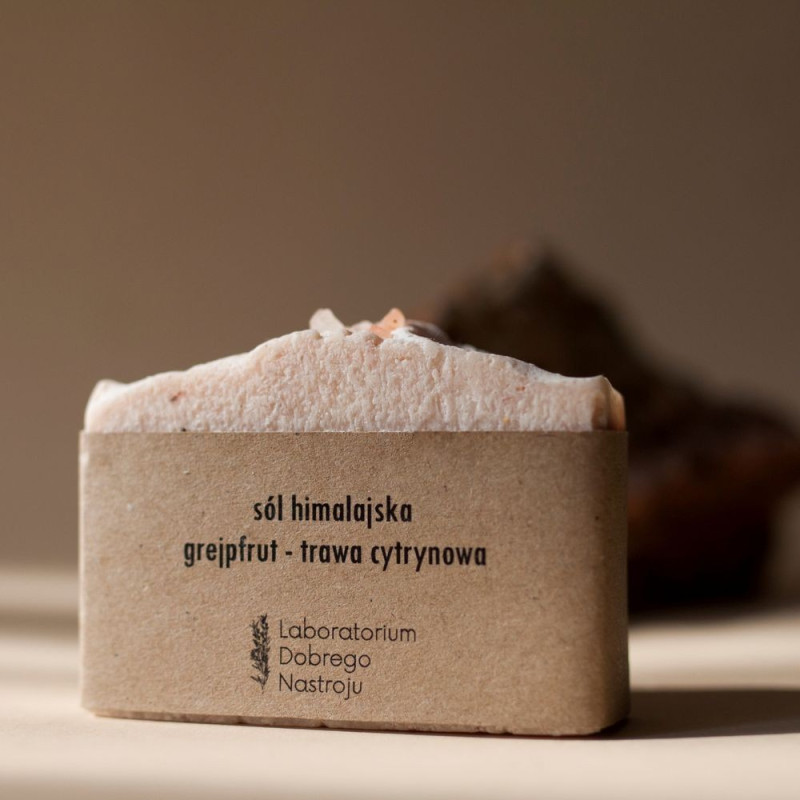 Naturalne mydło rzemieślnicze, sól himalajska grejpfrut-trawa cytrynowa, 100 g, Laboratorium Dobrego Nastroju