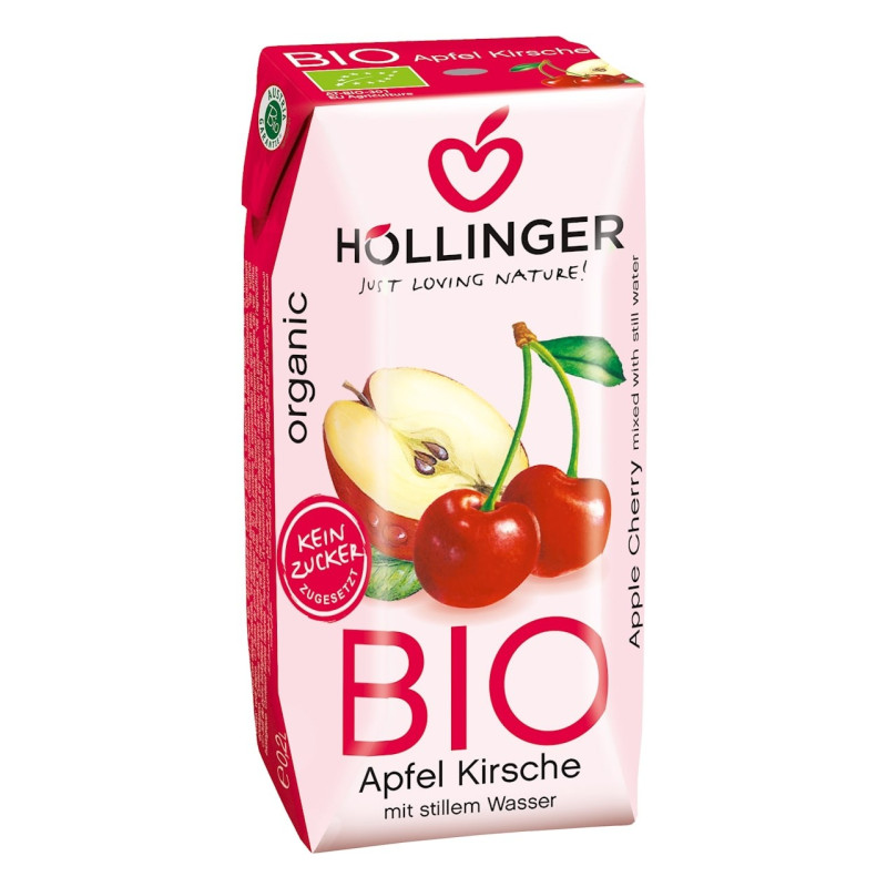 Nektar jabłkowo-wiśniowy bez dodatku cukrów, BIO, 200 ml, Hollinger
