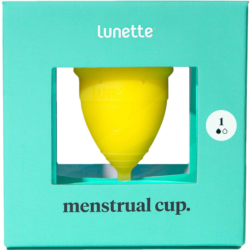 Kubeczek menstruacyjny Lunette, model 1, żółty + woreczek