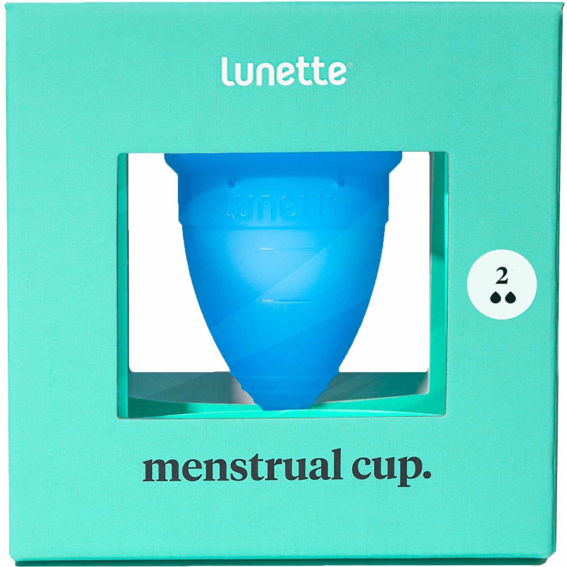 Kubeczek menstruacyjny Lunette, model 2, błękitny + woreczek