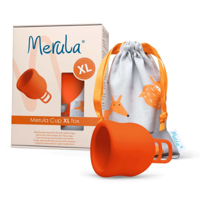 Duży kubeczek menstruacyjny, XL, bardzo pojemny: 50ml, kolor: pomarańczowy, Merula