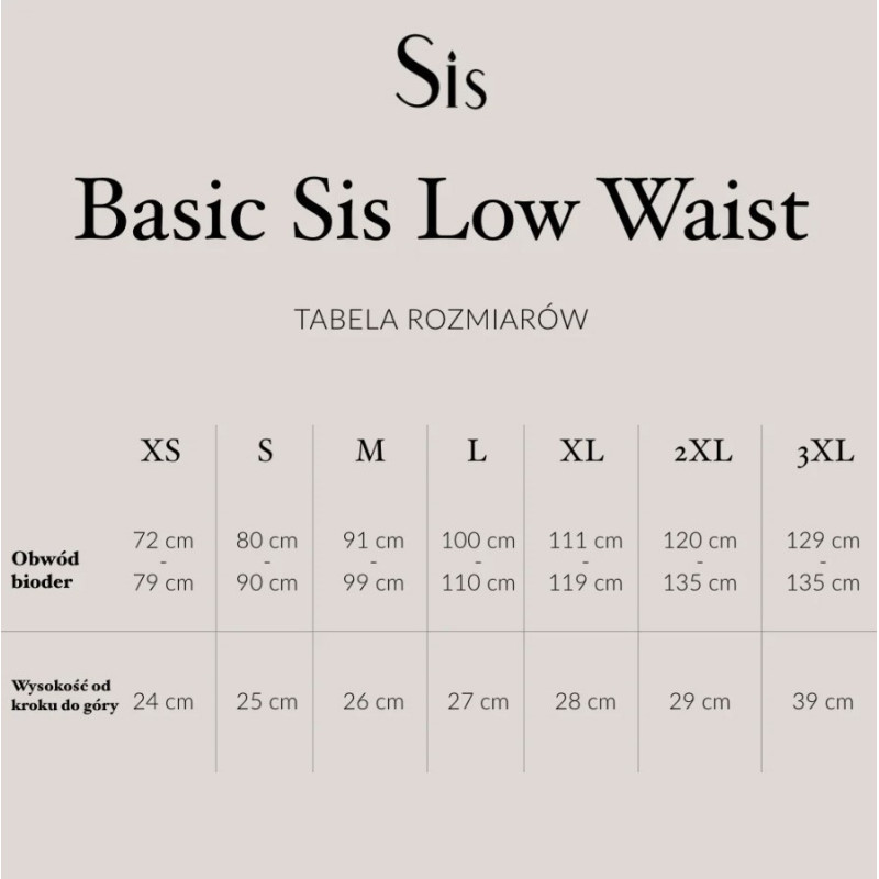 Majtki menstruacyjne Basic Sis Low Waist, NUDE, rozmiar XS, Sis Underwear