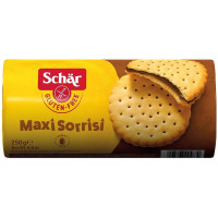 Bezglutenowe markizy z kremem kakaowym, Maxi Sorrisi 250g, Schar