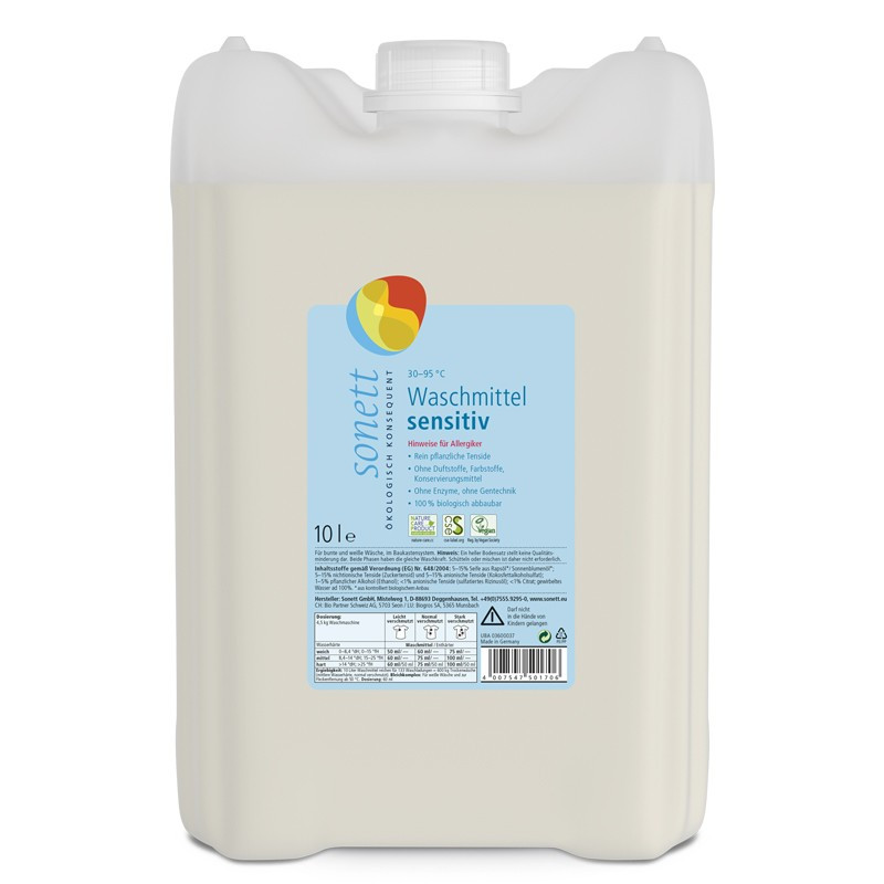 Ekologiczny płyn do prania białego i kolorowego, SENSITIV, 10 l, Sonett