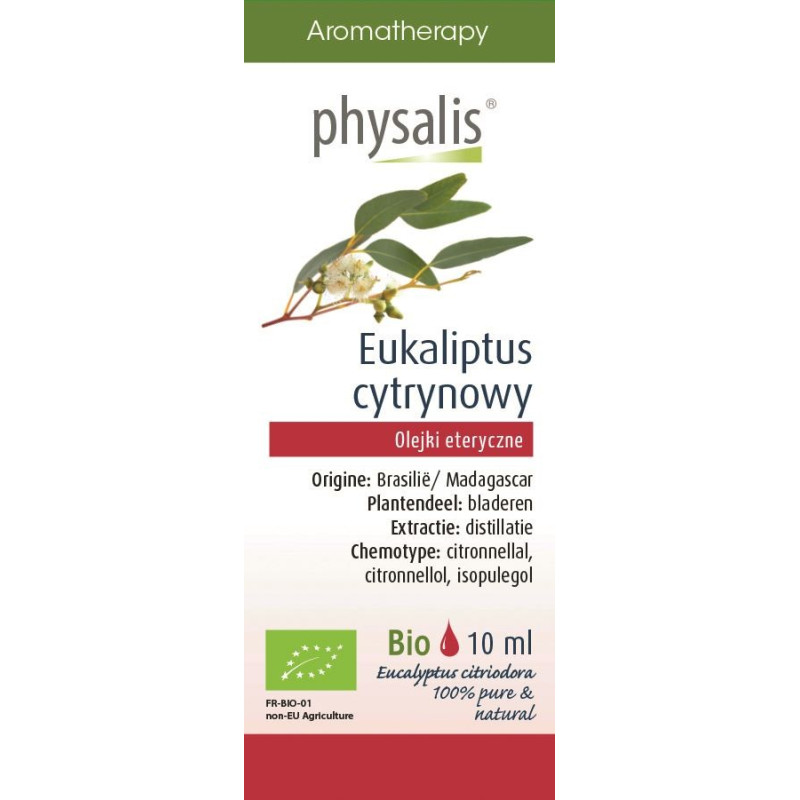 Olejek eteryczny EUKALIPTUS CYTRYNOWY, BIO, 10 ml, Physalis