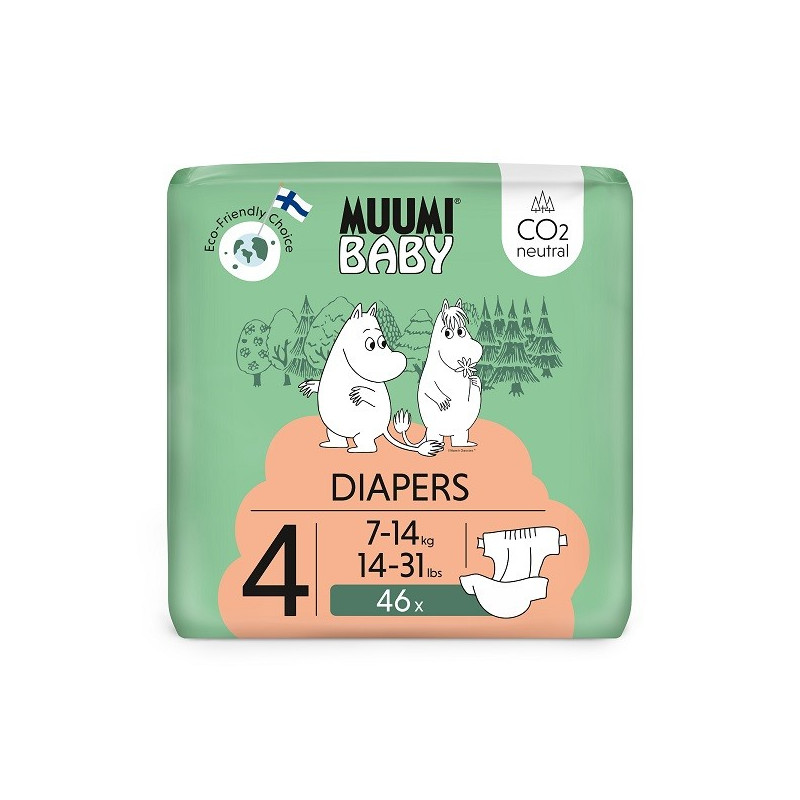 Pieluszki ekologiczne Diapers 4 (7-14kg), 46 szt. Muumi Baby