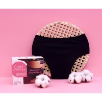 Majtki menstruacyjne ClariUnderwear, bawełna organiczna, czarne, LIGHT FLOW, rozmiar XL, Claripharm