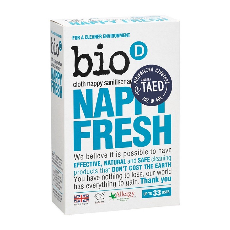 Nappy Fresh odkaża pieluszki, zawiera TAED