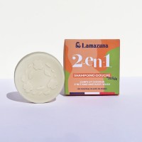 Szampon i żel pod prysznic w kostce 2 w 1, do wszystkich rodzajów włosów, KWIAT POMARAŃCZY, 70 ml, Lamazuna