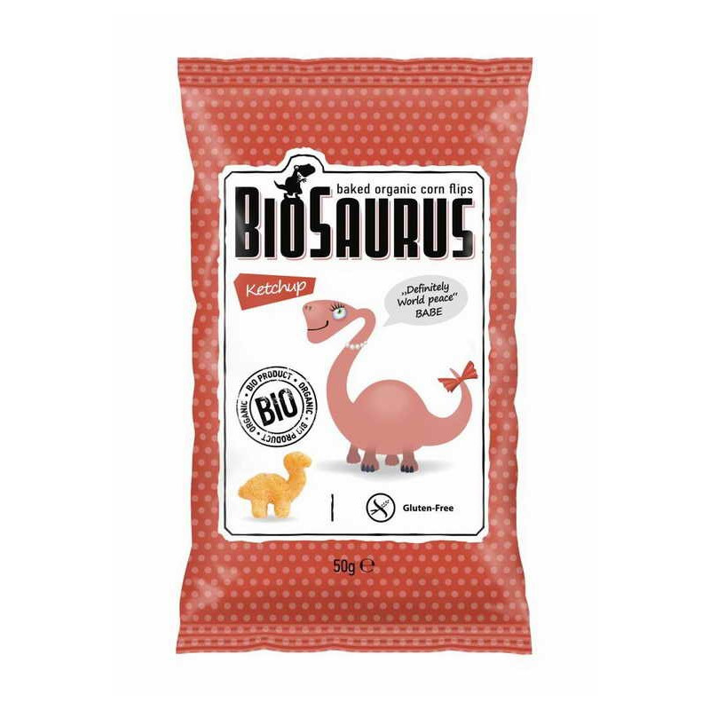 Chrupki kukurydziane o smaku ketchupowym, bezglutenowe, BIO, 50 g, BioSaurus