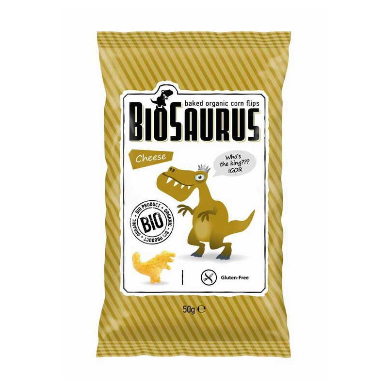Chrupki kukurydziane o smaku serowym, bezglutenowe, BIO, 50 g, BioSaurus