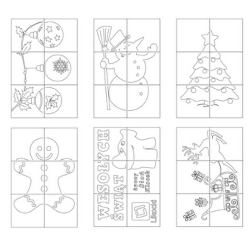 Drewniane Puzzle - Święta, 6 obrazków, Likocki